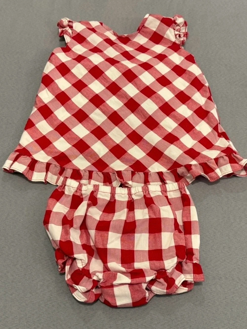 Sophie and Lucas red plaid bloomer set